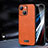 Soft Luxury Leather Snap On Case Cover LD2 for Apple iPhone 14 Orange