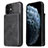 Soft Luxury Leather Snap On Case Cover R01 for Apple iPhone 12 Black