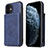 Soft Luxury Leather Snap On Case Cover R01 for Apple iPhone 12 Blue