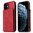 Soft Luxury Leather Snap On Case Cover R01 for Apple iPhone 12 Red