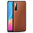 Soft Luxury Leather Snap On Case Cover R01 for Oppo F15 Brown