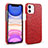 Soft Luxury Leather Snap On Case Cover R02 for Apple iPhone 12 Red