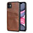 Soft Luxury Leather Snap On Case Cover R03 for Apple iPhone 11 Brown