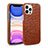 Soft Luxury Leather Snap On Case Cover R03 for Apple iPhone 12 Pro Brown