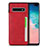 Soft Luxury Leather Snap On Case Cover R05 for Samsung Galaxy S10 Plus Red