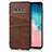 Soft Luxury Leather Snap On Case Cover R06 for Samsung Galaxy S10 Plus Brown