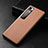 Soft Luxury Leather Snap On Case Cover S01 for Xiaomi Mi 10 Ultra Brown