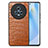 Soft Luxury Leather Snap On Case Cover S01D for Huawei Honor Magic5 5G Brown