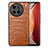 Soft Luxury Leather Snap On Case Cover S01D for Vivo X90 Pro 5G Brown