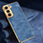 Soft Luxury Leather Snap On Case Cover TB1 for Samsung Galaxy S22 Plus 5G Blue