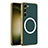 Soft Luxury Leather Snap On Case Cover with Mag-Safe Magnetic AC1 for Samsung Galaxy S22 5G Green