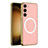 Soft Luxury Leather Snap On Case Cover with Mag-Safe Magnetic AC1 for Samsung Galaxy S22 5G Pink