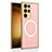 Soft Luxury Leather Snap On Case Cover with Mag-Safe Magnetic AC3 for Samsung Galaxy S21 Ultra 5G Pink