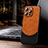 Soft Luxury Leather Snap On Case Cover with Mag-Safe Magnetic LD4 for Apple iPhone 15 Pro Max Orange