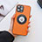 Soft Luxury Leather Snap On Case Cover with Mag-Safe Magnetic QC3 for Apple iPhone 15 Pro Max Orange