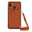 Soft Luxury Leather Snap On Case Cover Y02B for Samsung Galaxy A20 Brown