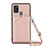 Soft Luxury Leather Snap On Case Cover Y02B for Samsung Galaxy A21s Rose Gold