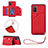 Soft Luxury Leather Snap On Case Cover Y03B for Samsung Galaxy M02s Red