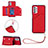 Soft Luxury Leather Snap On Case Cover Y03B for Samsung Galaxy M32 5G Red