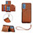 Soft Luxury Leather Snap On Case Cover Y03B for Samsung Galaxy M52 5G Brown