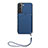 Soft Luxury Leather Snap On Case Cover Y03B for Samsung Galaxy S22 5G Blue