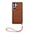 Soft Luxury Leather Snap On Case Cover Y03B for Samsung Galaxy S24 Ultra 5G Brown