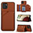 Soft Luxury Leather Snap On Case Cover Y04B for Samsung Galaxy A03 Brown