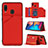 Soft Luxury Leather Snap On Case Cover Y04B for Samsung Galaxy A20 Red