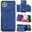 Soft Luxury Leather Snap On Case Cover Y04B for Samsung Galaxy A22 5G Blue