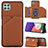 Soft Luxury Leather Snap On Case Cover Y04B for Samsung Galaxy A22 5G Brown