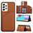 Soft Luxury Leather Snap On Case Cover Y04B for Samsung Galaxy A33 5G Brown