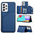 Soft Luxury Leather Snap On Case Cover Y04B for Samsung Galaxy A53 5G Blue