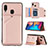 Soft Luxury Leather Snap On Case Cover Y04B for Samsung Galaxy M10S Rose Gold