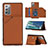 Soft Luxury Leather Snap On Case Cover Y04B for Samsung Galaxy Note 20 5G Brown