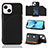 Soft Luxury Leather Snap On Case Cover Y05B for Apple iPhone 13 Black