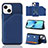 Soft Luxury Leather Snap On Case Cover Y05B for Apple iPhone 13 Blue