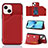 Soft Luxury Leather Snap On Case Cover Y05B for Apple iPhone 13 Red