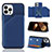 Soft Luxury Leather Snap On Case Cover Y05B for Apple iPhone 14 Pro Blue