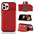 Soft Luxury Leather Snap On Case Cover Y05B for Apple iPhone 14 Pro Max Red