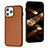 Soft Luxury Leather Snap On Case Cover Y07B for Apple iPhone 13 Pro Max Brown