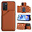 Soft Luxury Leather Snap On Case Cover YB1 for Oppo A16s Brown