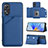 Soft Luxury Leather Snap On Case Cover YB1 for Oppo A17 Blue