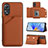 Soft Luxury Leather Snap On Case Cover YB1 for Oppo A17 Brown