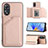 Soft Luxury Leather Snap On Case Cover YB1 for Oppo A17 Rose Gold