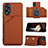 Soft Luxury Leather Snap On Case Cover YB1 for Oppo A18 Brown