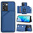 Soft Luxury Leather Snap On Case Cover YB1 for Oppo A57 4G Blue