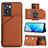 Soft Luxury Leather Snap On Case Cover YB1 for Oppo A57 4G Brown