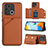 Soft Luxury Leather Snap On Case Cover YB1 for Xiaomi Redmi 10C 4G Brown