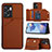 Soft Luxury Leather Snap On Case Cover YB2 for Oppo A77 5G Brown