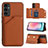 Soft Luxury Leather Snap On Case Cover YB2 for Samsung Galaxy A14 4G Brown